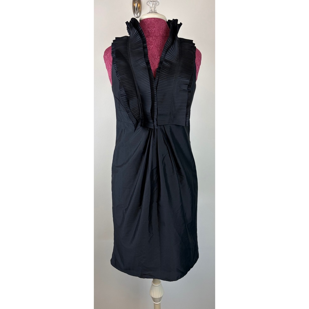 Jim Hjelm Occasions Dress 12 Black Taffeta LBD Open Back Ruffle  Formal Cocktail